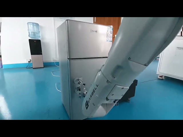 วิดีโอของ บริษัท เกี่ยวกับ Robotic arm for microwave door durability test